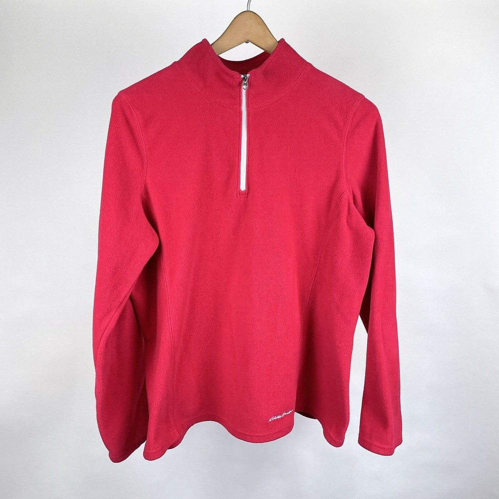 Eddie Bauer Women's Size L 1/4 Zip Pink Razzmatazz Fleece Pullover Jacket
